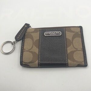 Coach Brown Signature Coin Purse With Key Chain